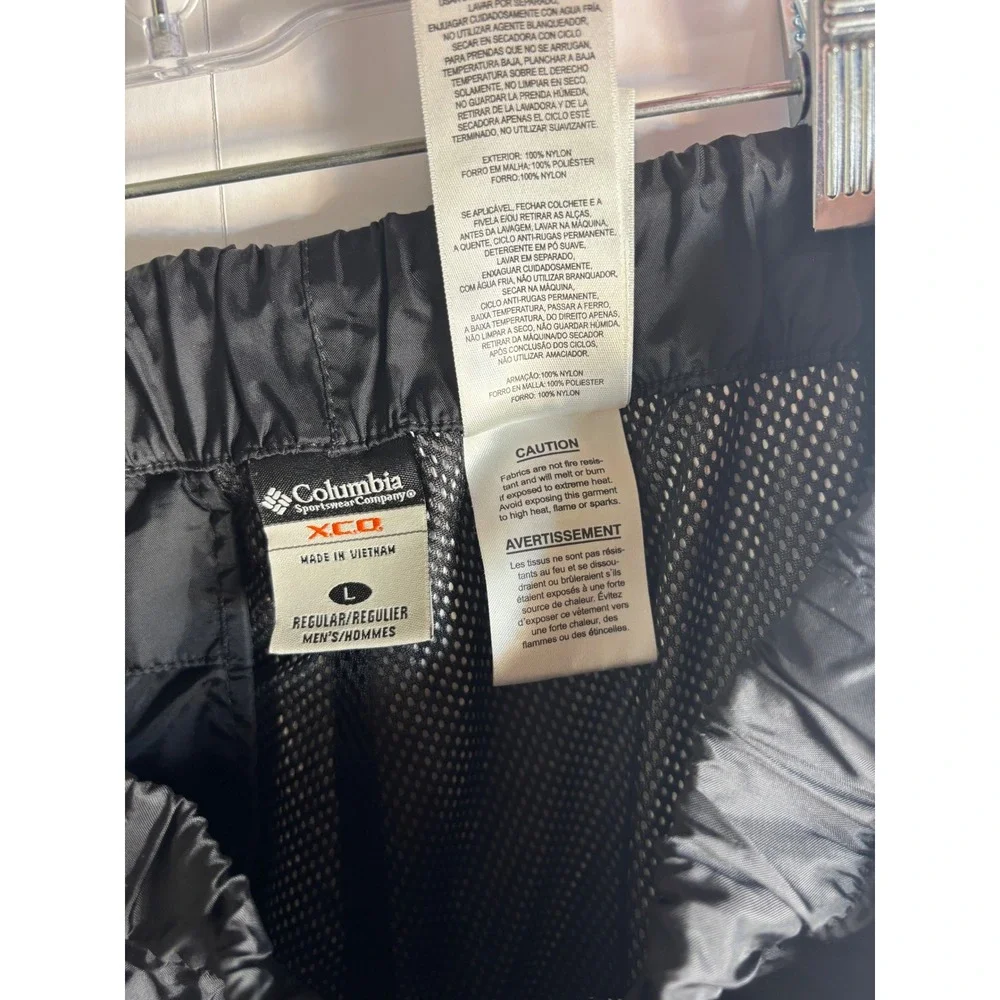 Columbia XCO Mens Black Packable Rain Pants Nylon Mesh Lined Hiking Large R